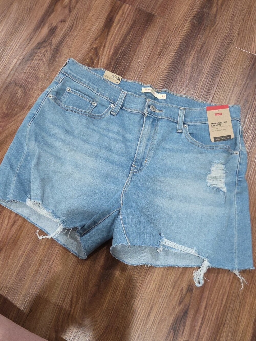 Levi's Light Wash Distressed Denim Cutoff Shorts